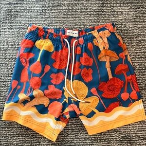 Mavrans Blue and Orange Mushroom Print Shorts